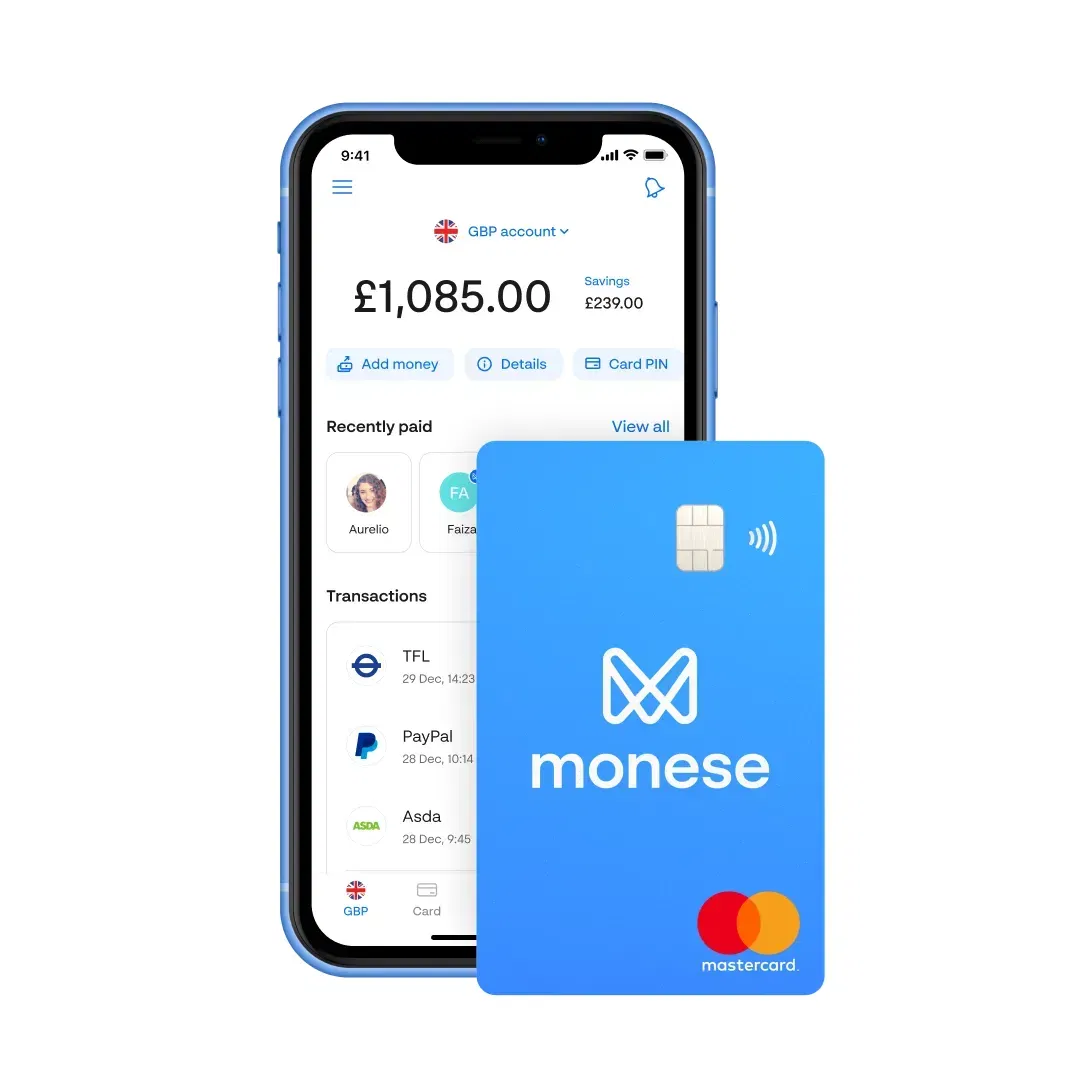App y tarjeta Monese para gestionar cuentas en libras y pagos internacionales