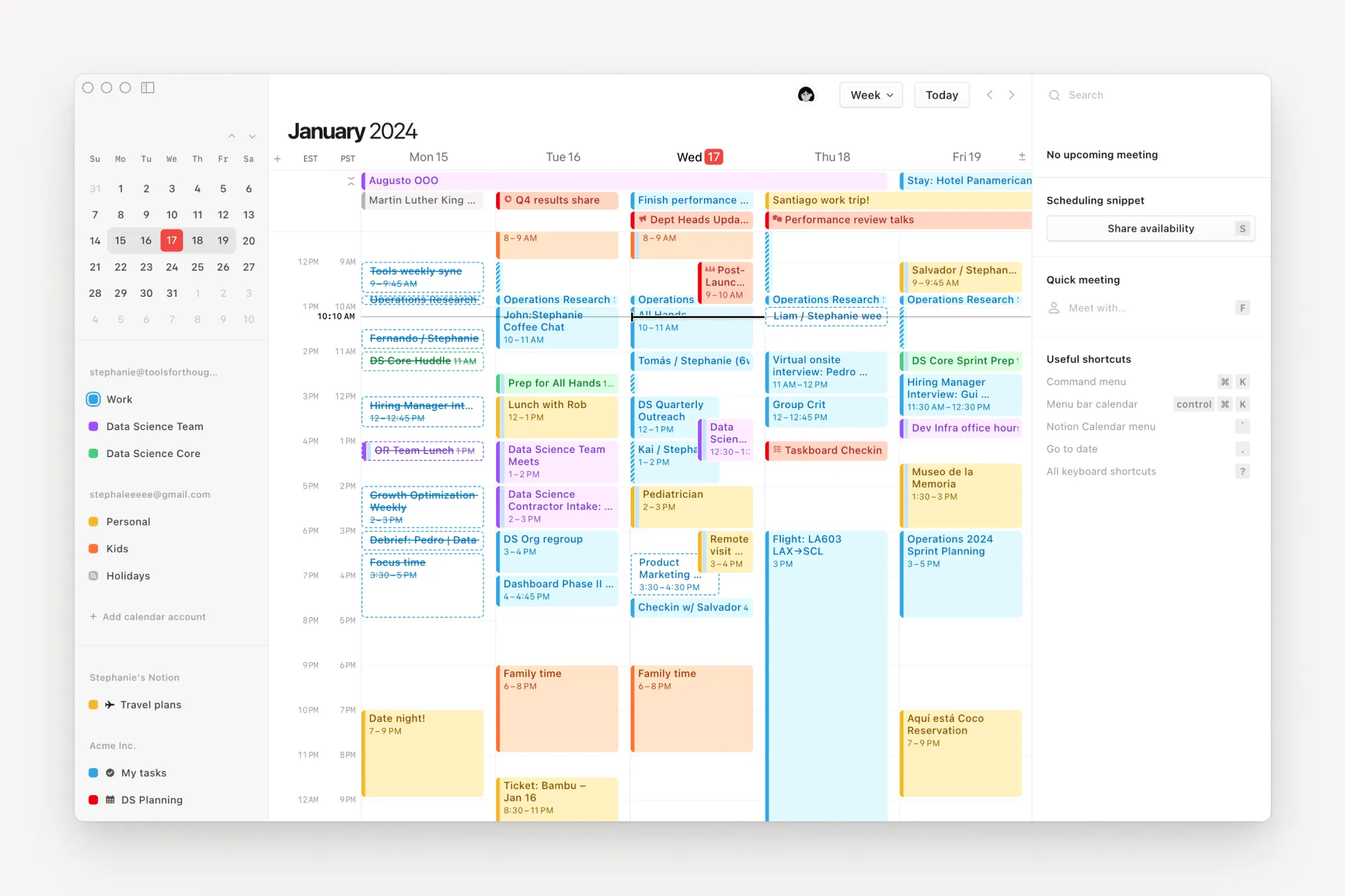 Calendario en Notion usado para organizar finanzas personales y planificación mensual
