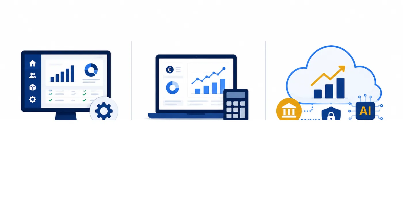 Comparativa entre ERP, software financiero tradicional y SaaS financiero para automatizar el flujo de caja