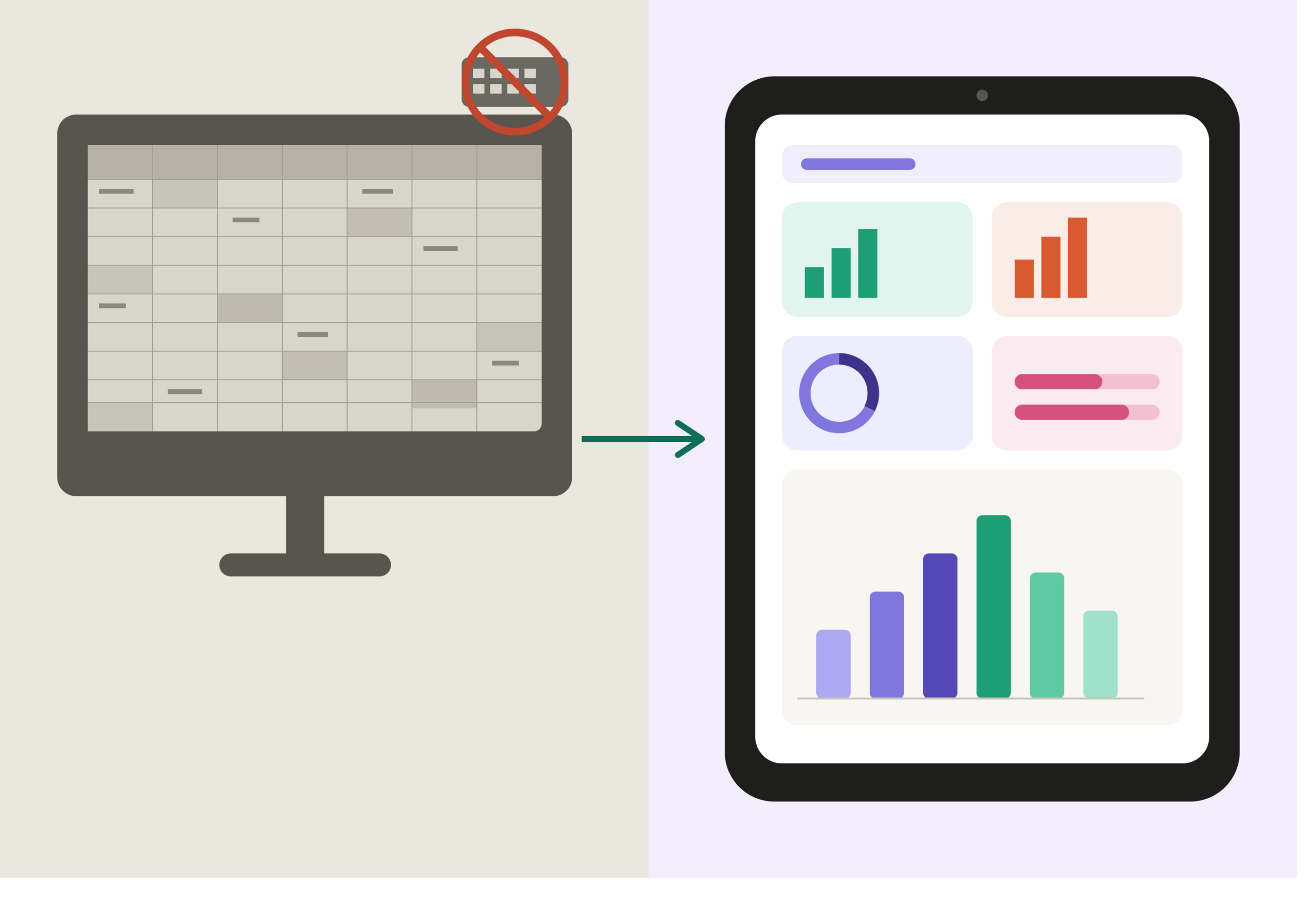 Comparativa visual entre una hoja de cálculo tradicional y automatizar tus finanzas con software.