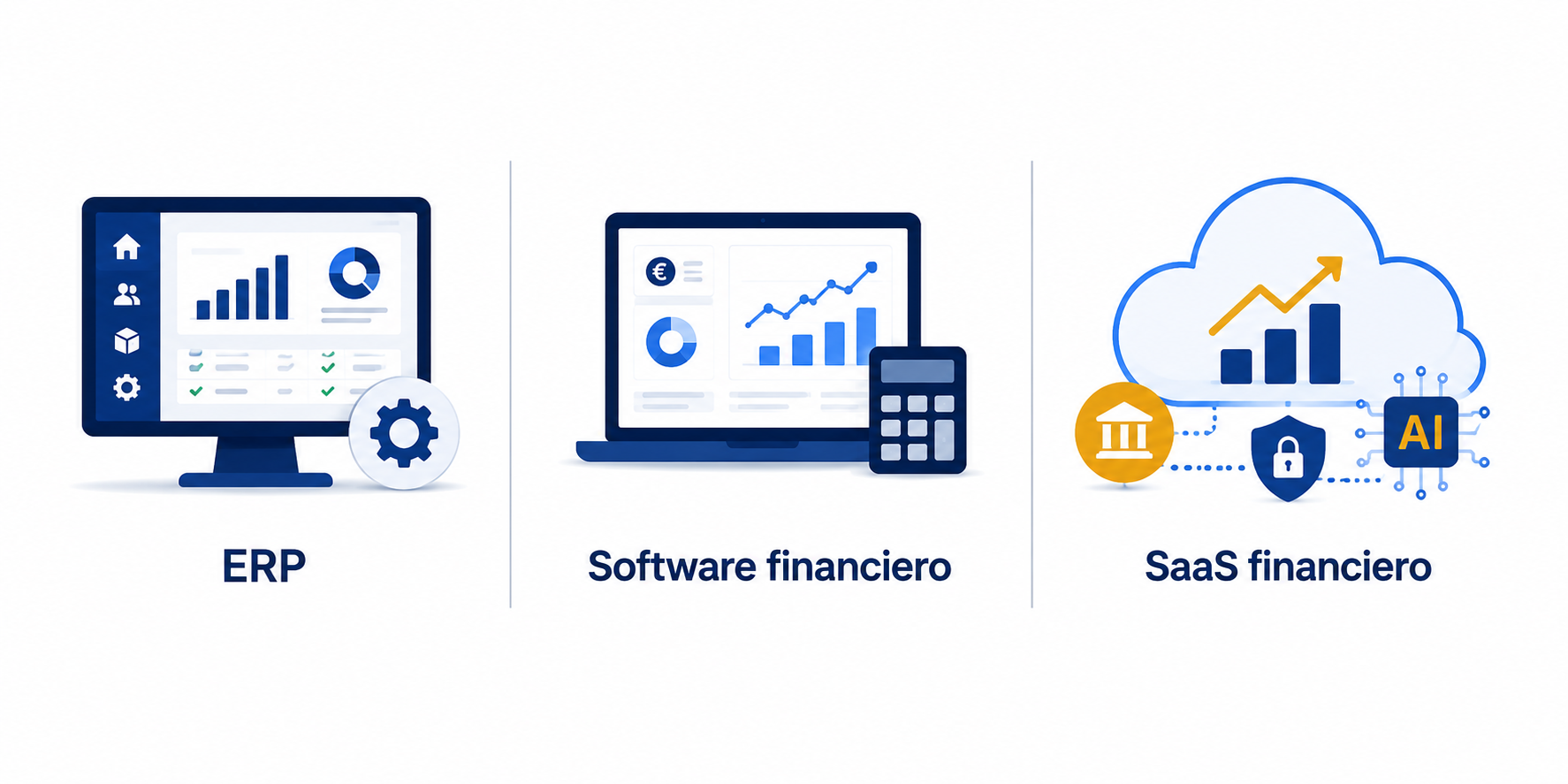 Comparativa entre ERP, software financiero tradicional y SaaS financiero para automatizar el flujo de caja