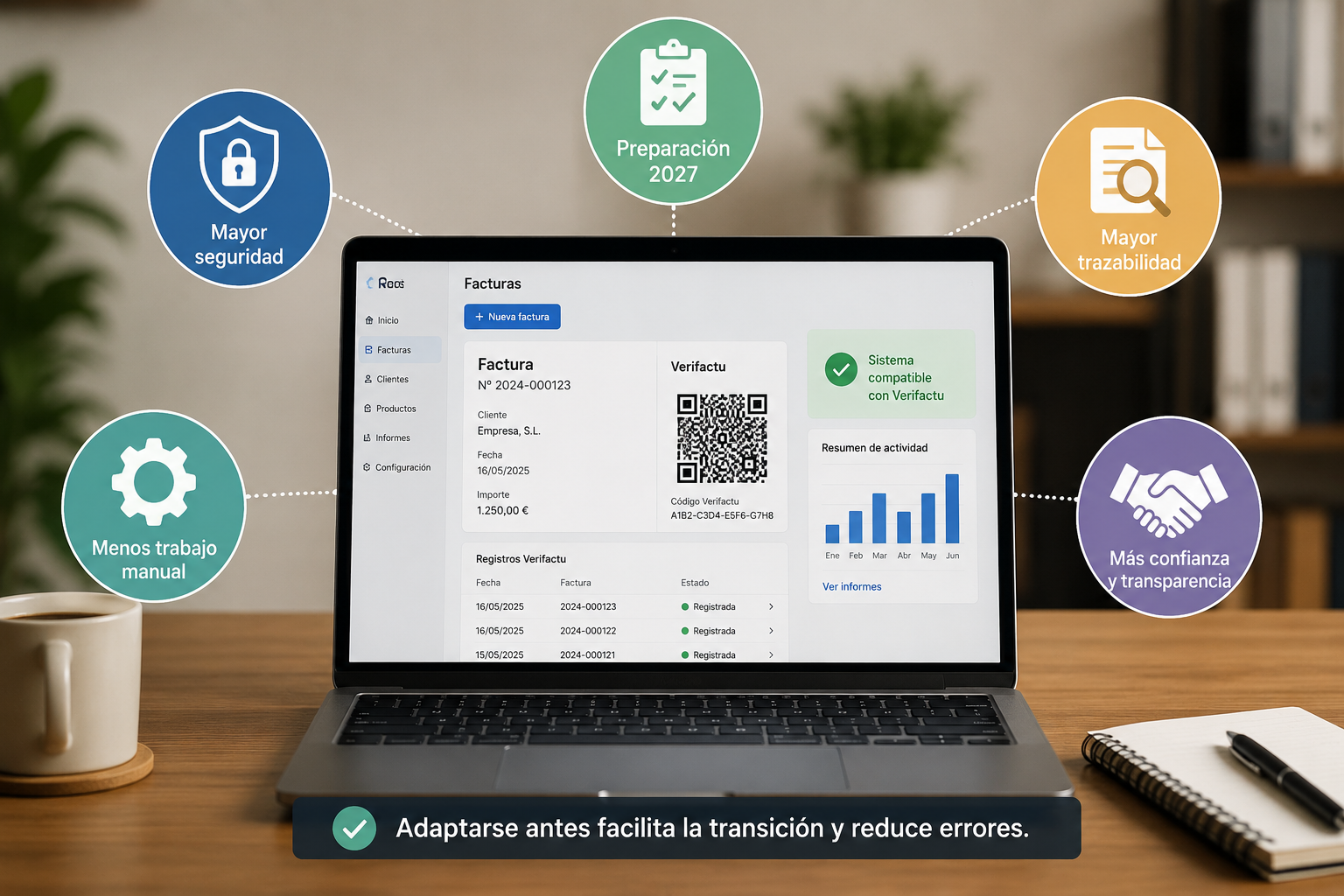 Principales ventajas de utilizar un software compatible con Verifactu para empresas y autónomos.